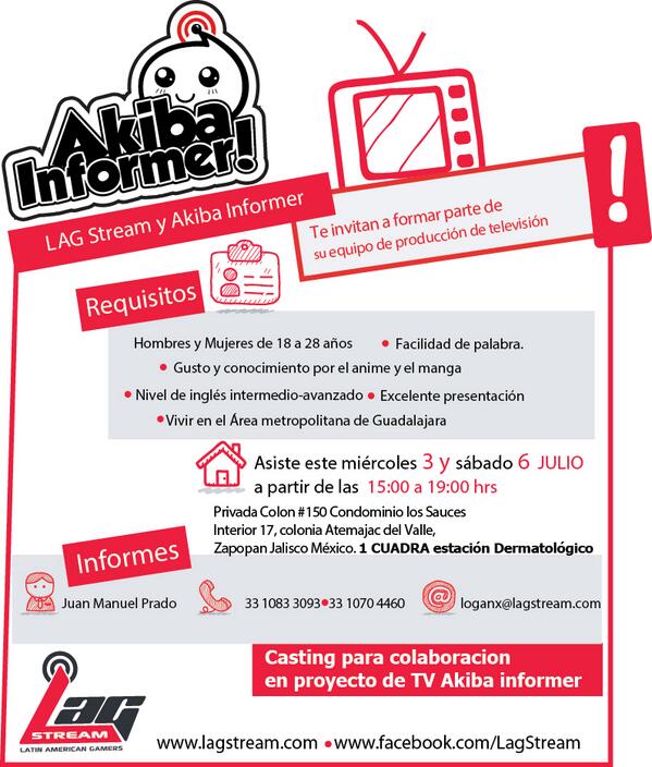 AkibaInformer's tweet photo. Se abren dos fechas mas del casting para pertenecer al grupo de producción de Akiba Informer no dudes y preséntate http://t.co/olbPqfhgpK