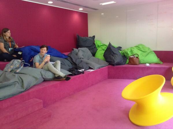aimafidon's tweet image. Project planning in a beanbag room at #o2thinkbig with spinning top chairs too...