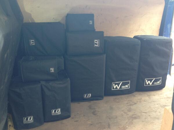 AtomicEventsUK's tweet image. The sound systems being used for today's events. 5kw of sound (300 kg!)