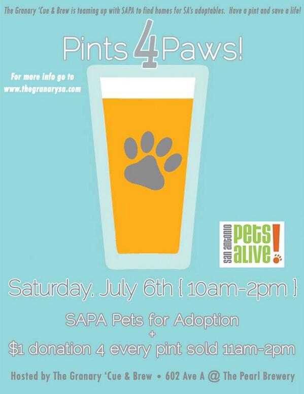 TheGranarySA's tweet image. Our next Pints4Paws pet adoption is happening nxt Saturday July 6.Come out for beer &amp;amp; maybe a new furry best friend!