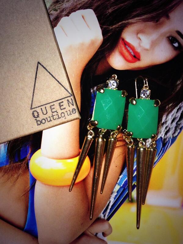 one of my birthday gifts! #sexyearrings #seagreen #spikes from @TheQueenShop