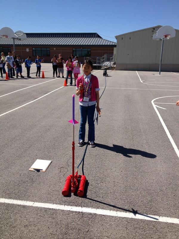 MonroeElem1's tweet photo. Week 2 of Math and Science Academy has students making predictions and collecting data as they launch air rockets. http://t.co/mWnlonJLSG