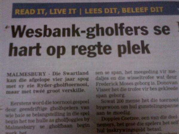 Hein15's tweet image. @furlo11 @adams_ian @BreytonPaulse hier's die uittreksel in plaaslike koerant.. #RydersCup