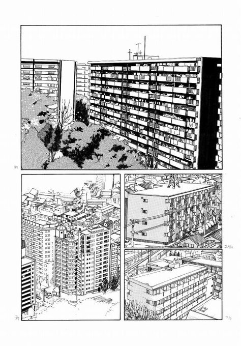 全体はこんな感じ。A4の内枠サイズ。『俯瞰ばっかり!マンガ背景資料&活用術』より。 