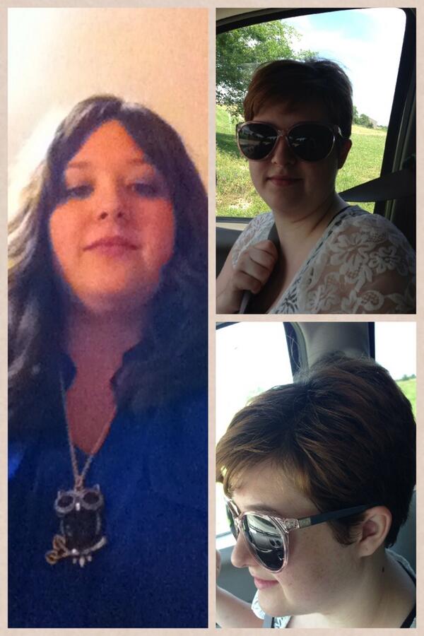 pajeann's tweet photo. Long hair now short...  http://t.co/ggxmtQiK5B via @PicCollage http://t.co/Cr8Lu33F05
