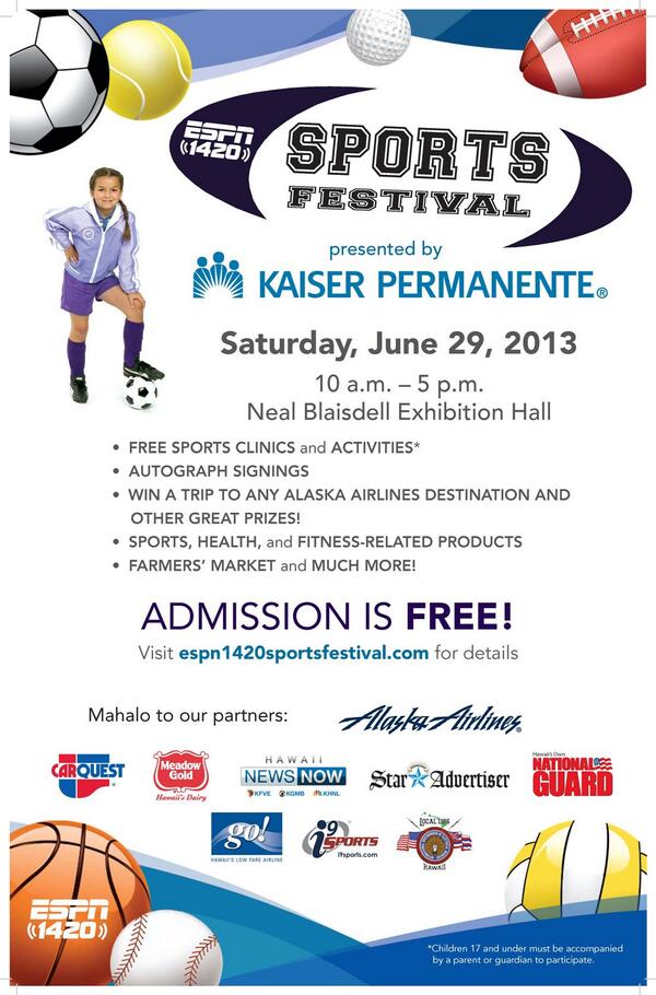 SpecialEventsHI's tweet photo. Headed to #ESPNSportsFest Saturday, June 29? Be sure to check out http://t.co/sh1H4kKEUc for the latest news and info http://t.co/wdVu25mgDB