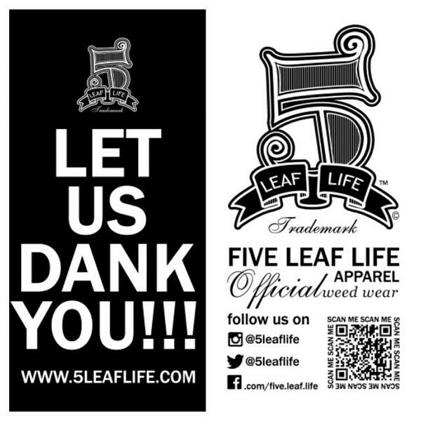 5LeafLife's tweet photo. RT and shate with your friends who love to smoke!!! #5leaflife #apparel #officialweedwear LET US #DANK YOU http://t.co/cZeGZna9yx