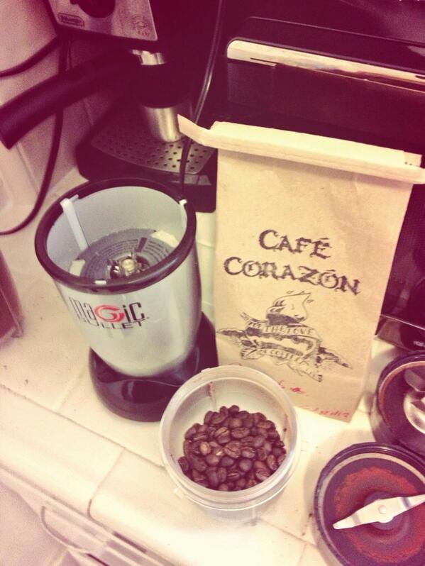 ProvidenceHill's tweet photo. On the grind! Prepping @CafeCorazon iced coffee for tonight's gathering at 7:30. http://t.co/SzgIduYo63