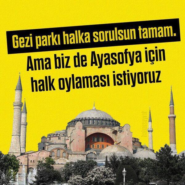 Ayasofya Camii ibadete açılsın diyenler bu twiti RT etsin,bakalım kaç kişi istiyor. #Ayasofya #plebisit  #ÖtekiGündem