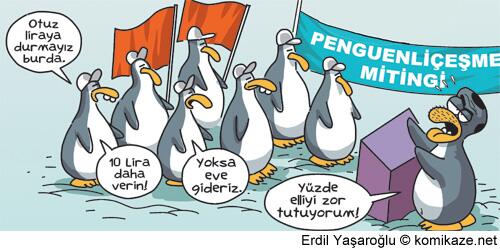 Bu hafta Penguen'e #direnkutup çizdim. Bir penguen belgeseli. Ondan bir sahne: