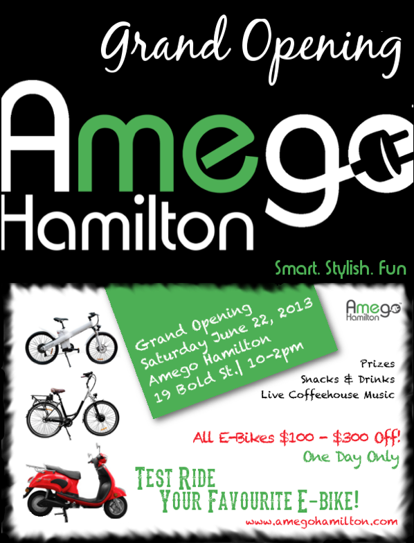 Come on out to our Grand Opening for a rocking good time!! #HamOnt #Ebikes