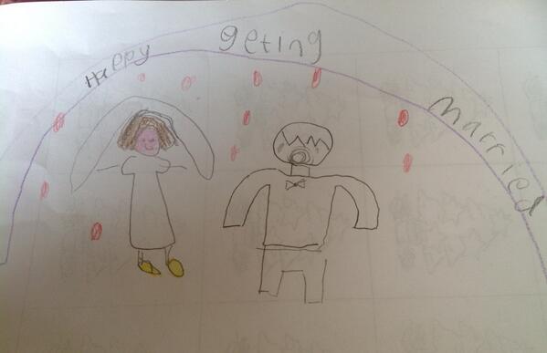 AmyRT89's tweet image. Today a child told me I needed to get married and drew me this.