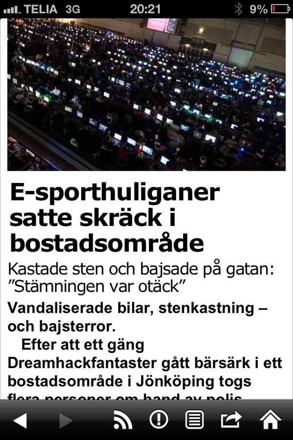 “<a href="/ZandraLundberg/">Zandra Lundberg</a>: Nu sätter e-sporthuliganer skräck i samhället också. ” ping <a href="/Arvidgustavsson/">Arvid Gustavsson</a>