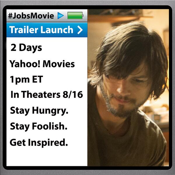 TheJobsMovie's tweet photo. The creativity begins in TWO DAYS. RETWEET if you're ready to see The #JobsMovie trailer on Friday. #InspiredByJobs http://t.co/arcWekoisQ