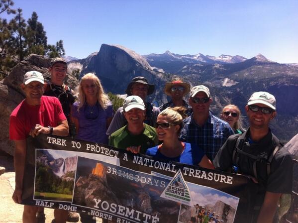 CitizenVoice's tweet photo. The #3RIMS3DAYS crew all on top of Yosemite Point ... "Trek To Protect A National Treasure" http://t.co/m1XaiWaVHM