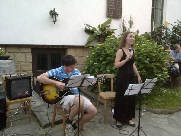 crackthefiresis's tweet photo. Great gig @ Chateau Kierling! thanks for listening &amp; singing along &amp; thanks:Pawel Kita (guitar), Hans Fabian (owner) http://t.co/dLYMeiehxk
