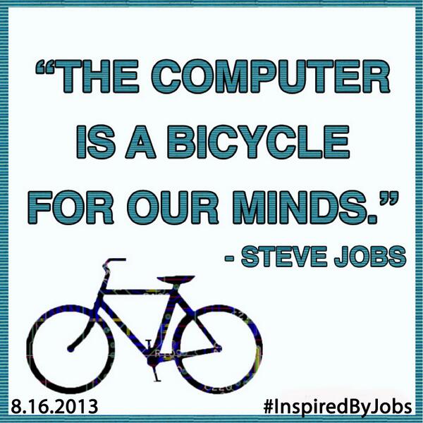 TheJobsMovie's tweet photo. Jobs took the training wheels off our minds. Pedal your way to theaters on August 16, innovation awaits. #JobsMovie http://t.co/SxaGfME0SN