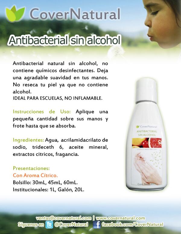 CoverNatural's tweet image. Gel Antibacterial sin Alcohol