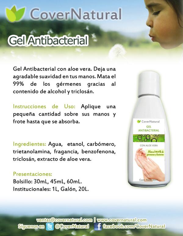 CoverNatural's tweet image. Gel Antibacterial con ALcohol.