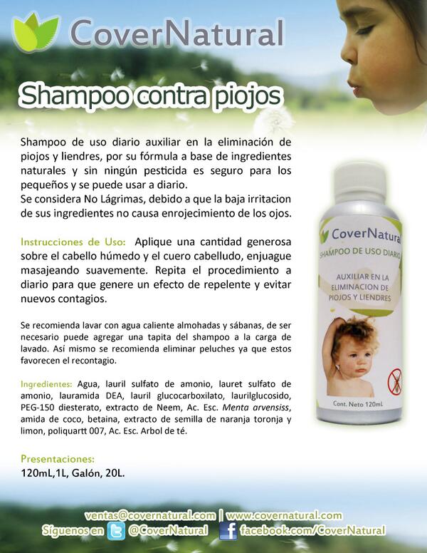 CoverNatural's tweet image. Shampoo Antipiojos