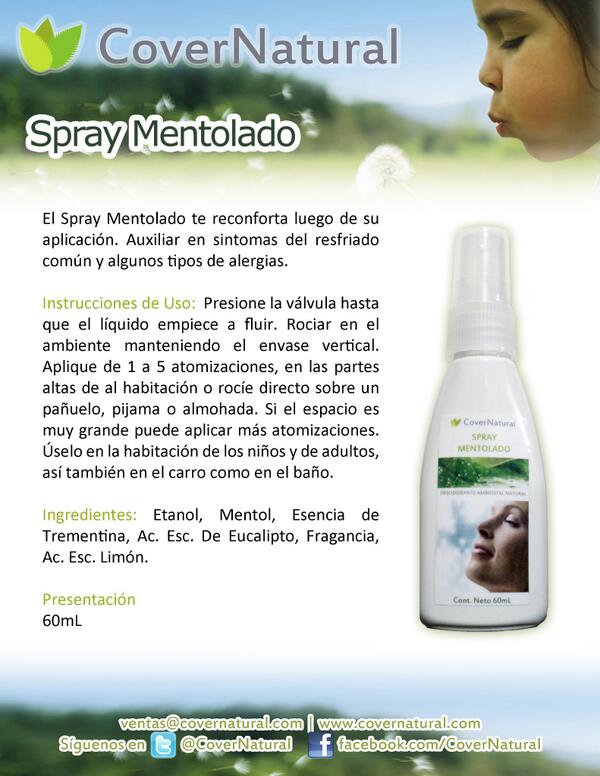CoverNatural's tweet image. Spray Mentolado