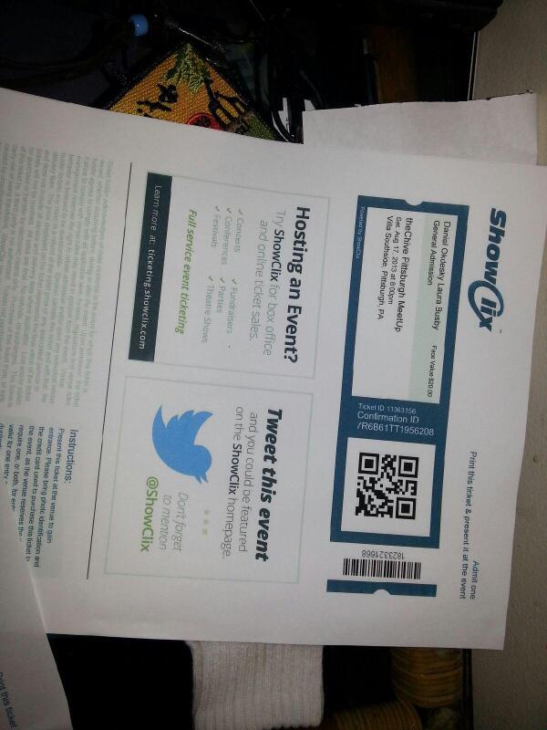 chiveonio's tweet photo. Got the tickets for the chive meet up in Pitt  PA. Who all going http://t.co/Xli1EtgANO