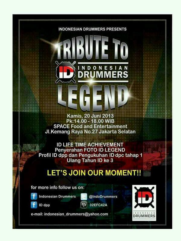 Come n join us.. Tribute to ID Legend diadakan di SPACE Kemang pada jam 14-18. Acara FREE jd jangan kelewatan yaa