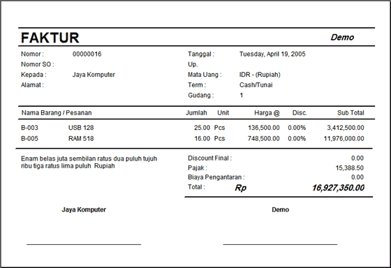 Contoh Faktur Retur Pajak - Contoh Ata