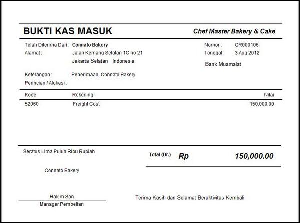 Zahir on Twitter: "4. #contohfaktur Kas Masuk ( Sumber 