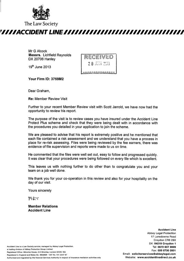 LichfieldReynol's tweet photo. Brilliant review for our Personal Injury Department from Accident Line http://t.co/2nXekmQfY4