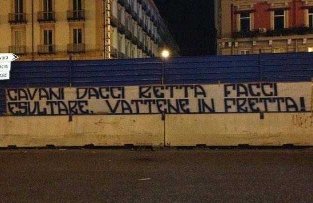 Pictures: Chelsea, Man City & Real target Cavani gets banner abuse from Napoli fans