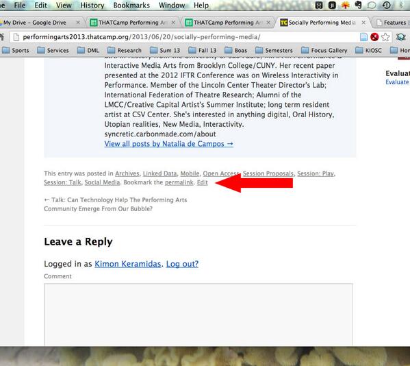 New Info re: Participad. click edit link at end of tags to edit any post. See attached image. Should work now #tcpa13