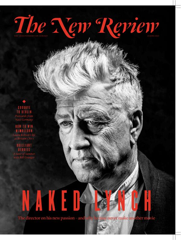 Hbrench's tweet photo. Great results from Michael Muller's 14 minutes with David Lynch. Cover of The New Review this Sunday. http://t.co/qhb8DJK3H4