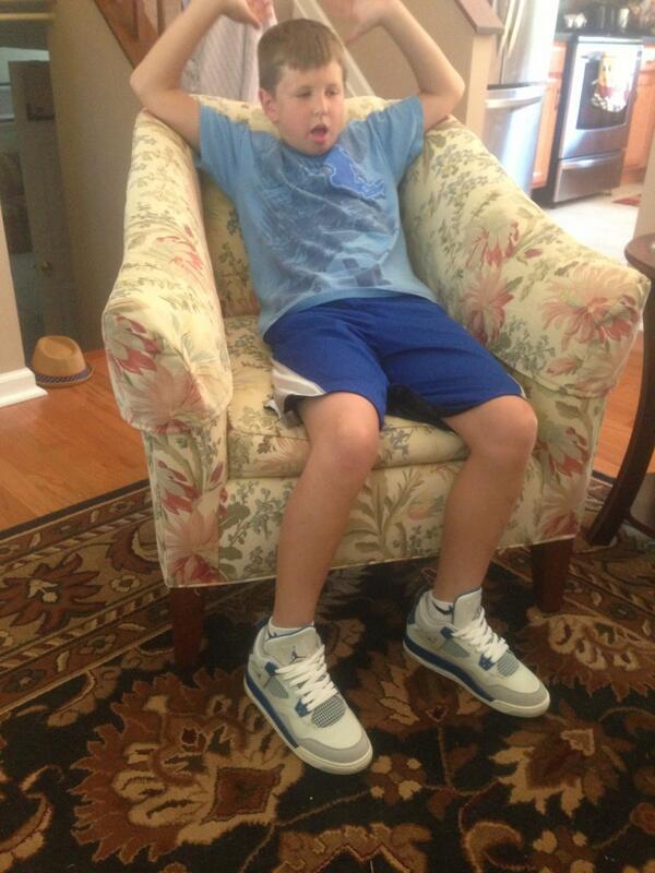 Even my lil brother got a shoe game #jordans #militaryblue4s
