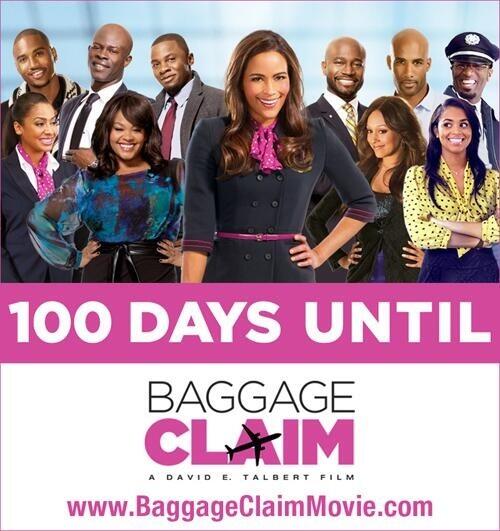 TiaMowry's tweet image. "so excited about my movie Baggage Claim being released in exactly 100 days from today!!" #BaggageClaim100 xx