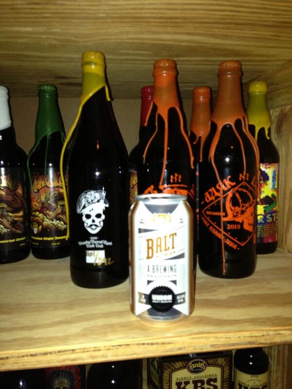 ExtraMediumBrew's tweet photo. @KevtheBrewer my beer trader friends shelf in Fla. - nice can pic in front of those  bottles!! http://t.co/Mxbswa8qjP