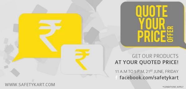 SafetyKart's tweet image. It's not going to be easy to make #India #safe. That's why we are here. Today till 5 p.m. #QuoteYourPrice