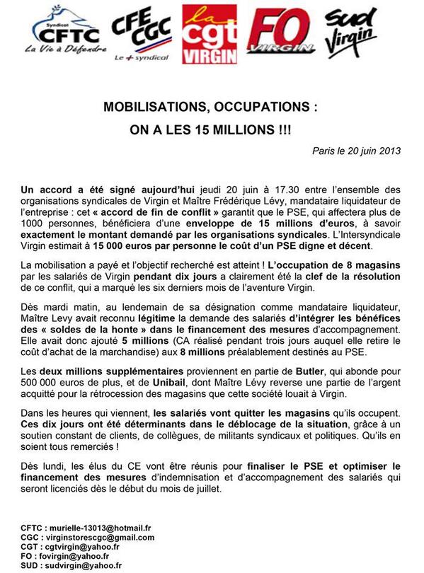 Nous avons obtenu les 15 millions !