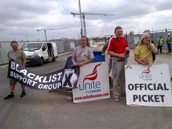 #BlackListSupportGroup protesting at the new Man City training ground, built by Blacklisters #Bam - Solidarity