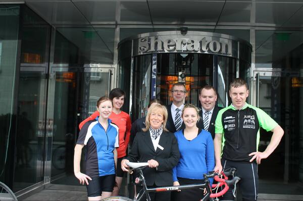 SheratonAthlone's tweet photo. Delighted to welcome @JurysInnsHotels Galway for refuelling on their Charity Cycle #CycleChallenge to Dublin! :) http://t.co/p368ODtpEE