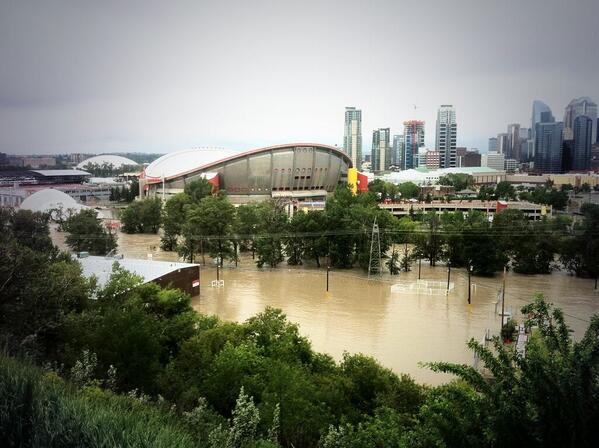 Disastrous flooding in #Alberta has hit the #Flames Saddledome hard. Stay safe Calgary.