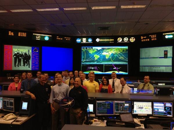 HoustonGC's tweet image. Expedition 35 crew members Chris Hadfield &amp;amp; Tom Marshburn join their flight control team in the MCC today.