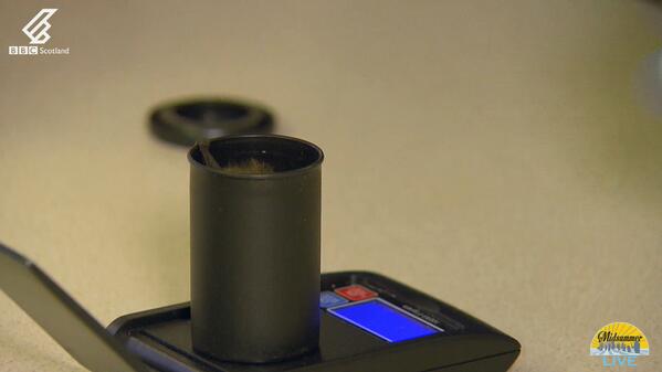 BBCScotland's tweet image. Like a bat out of hell, I’ll get weighed in a tiny tube. #BBCMidsummer