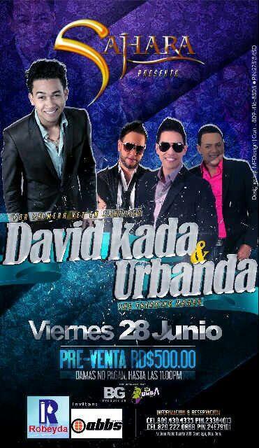 Manny_Espinal's tweet photo. VIERNES 28 @SAJHARACLUBRD PRESENTA: @DAVIDKADA &amp; @UR_BANDA. BOLETAS A LA VENTA EN @ALAMBIQUERD http://t.co/1BDmmj6l6L