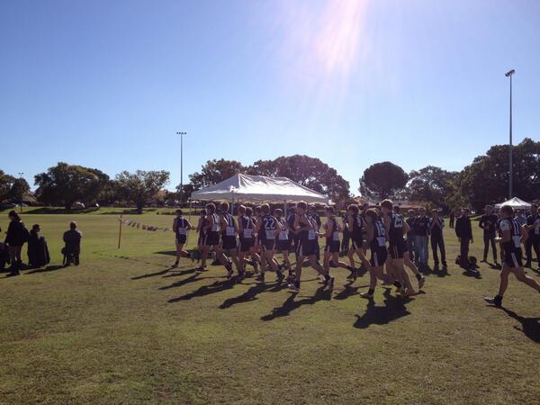 Colts heading out for second half. Glorious day down at Henderson Park!