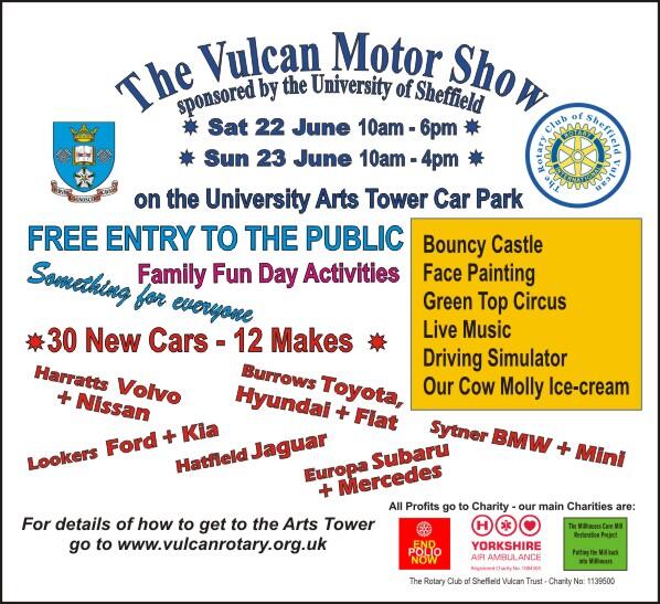 VulcanRotary's tweet photo. Today Vulcan #MotorShow Univ Arts Tower Car Park from 10am 30 new cars of 12 makes #Sheffield Family Fun as well http://t.co/Oaseang3b9