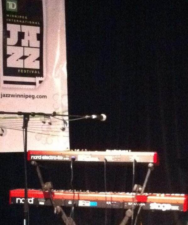 ericfinland's tweet photo. Here's the rig for the Winnipeg Jazz festival.  #Canada with@nordkeyboards .  All Nord baby http://t.co/zRa5AMwQVe