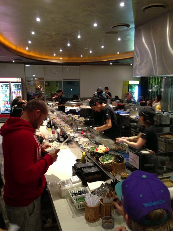 SteenKirkby's tweet photo. At Sushi Train near Harbourtown, Gold Coast - best one around btw. Tomorrow it's off to Vietnam - ah, summer... http://t.co/b37nndJPTF