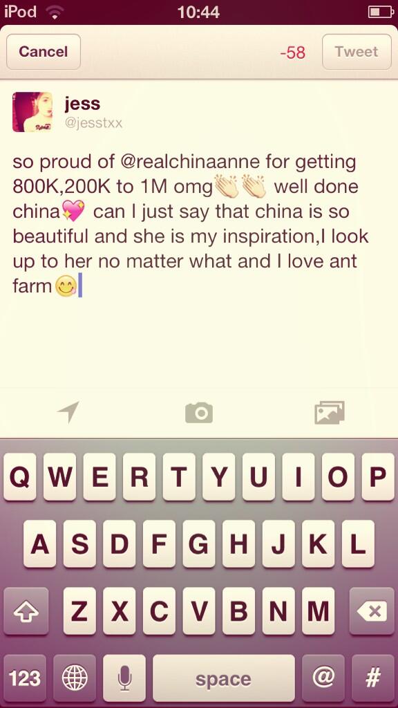 jesstxx's tweet photo. @realchinaanne please read,it would mean the world if you did🙏💕 http://t.co/tFXuJcI8yu
