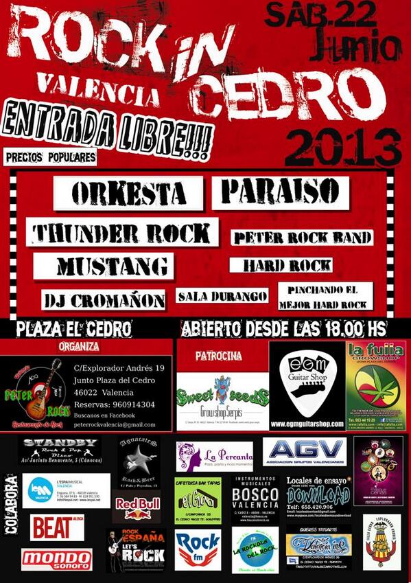 Esta noche tocamos en el ROCK IN CEDRO 2013 y la entrada es libre! que mas se puede pedir?! no os lo podeis perder!